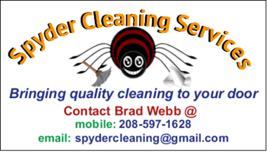 Residential & Commercial Cleaning Service  Residential & Commercial Cleaning Service General Services Offered: Vacuuming, mopping, sweeping, dusting, cleaning of bathrooms, trash removal, ect. spydercleaning@gmail.com 208-597-1628